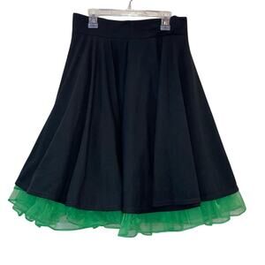 Girls Black Skater Skirt w Green Tulle Petticoat Child M/L Dance Costume Cosplay